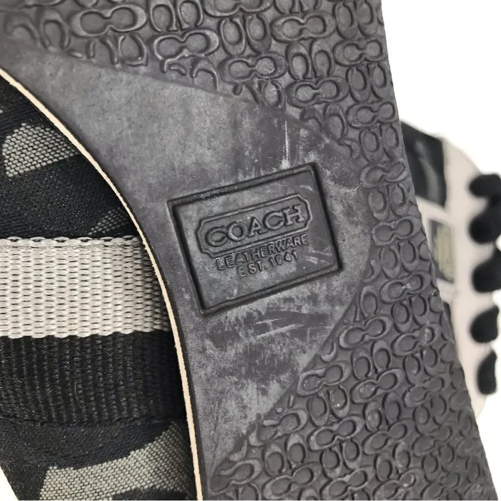 Coach KINSLEY  Black Gray Optic Signature Fabric Suede Lace Up Sneakers